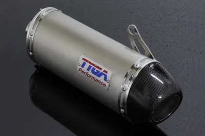 Silencer, Stainless, Oval/Carbon End Cap, Spring Mount Left, GROM, No Fittings