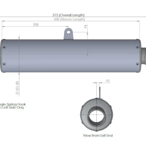 Silencer, Stainless, Round, Four Stroke, 50.8mm. bore, Sleeve 4 inch X 430mm (No fittings)