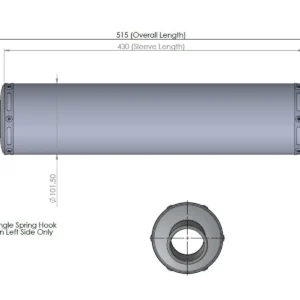 Silencer, Aluminiumt, Round, Four Stroke, 50.8mm. bore, Sleeve, 4 inch X 430mm (No fittings)