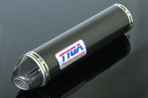 Silencer, Carbon, Round, Carbon End Cap, 43 mm. x 380mm, Assy