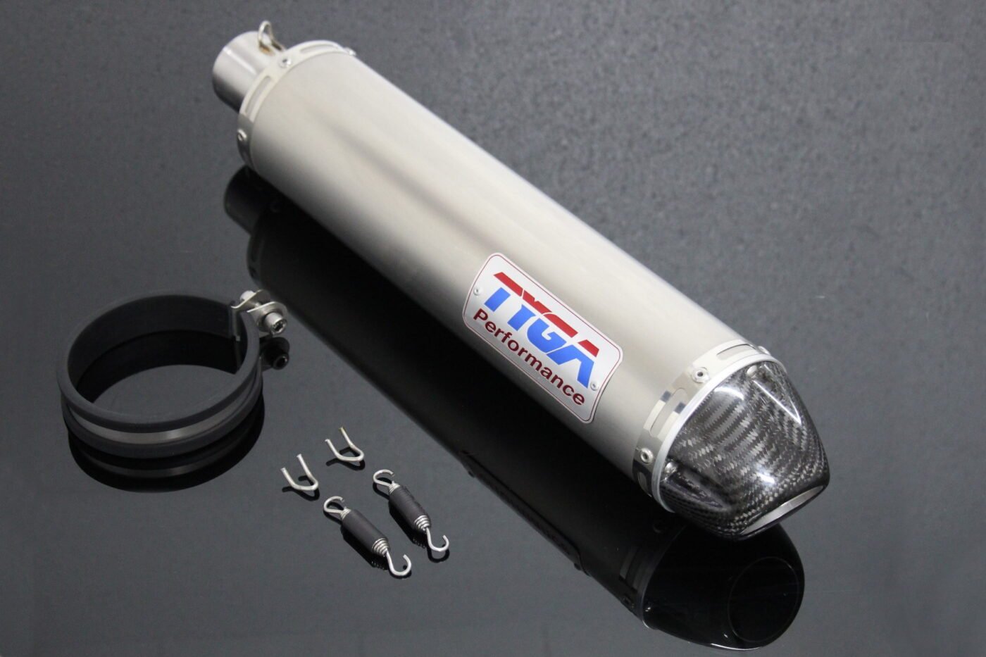 Silencer, Stainless/Carbon End Cap, Round, 2 Inch x 380 mm., Assy.