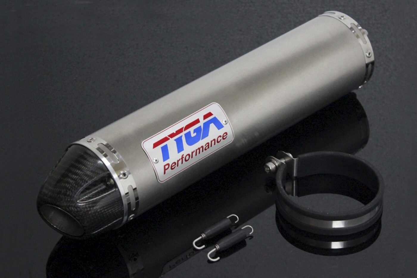 Silencer, Stainless/Carbon End Cap, Round, Slip-On, MC22, Assy.