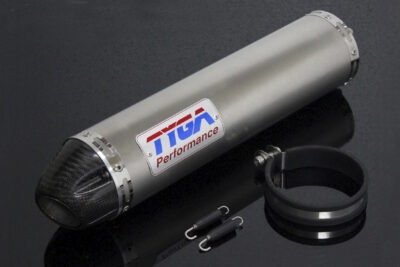 Silencer, Stainless/Carbon End Cap, Round, Slip-On, MC22, Assy.