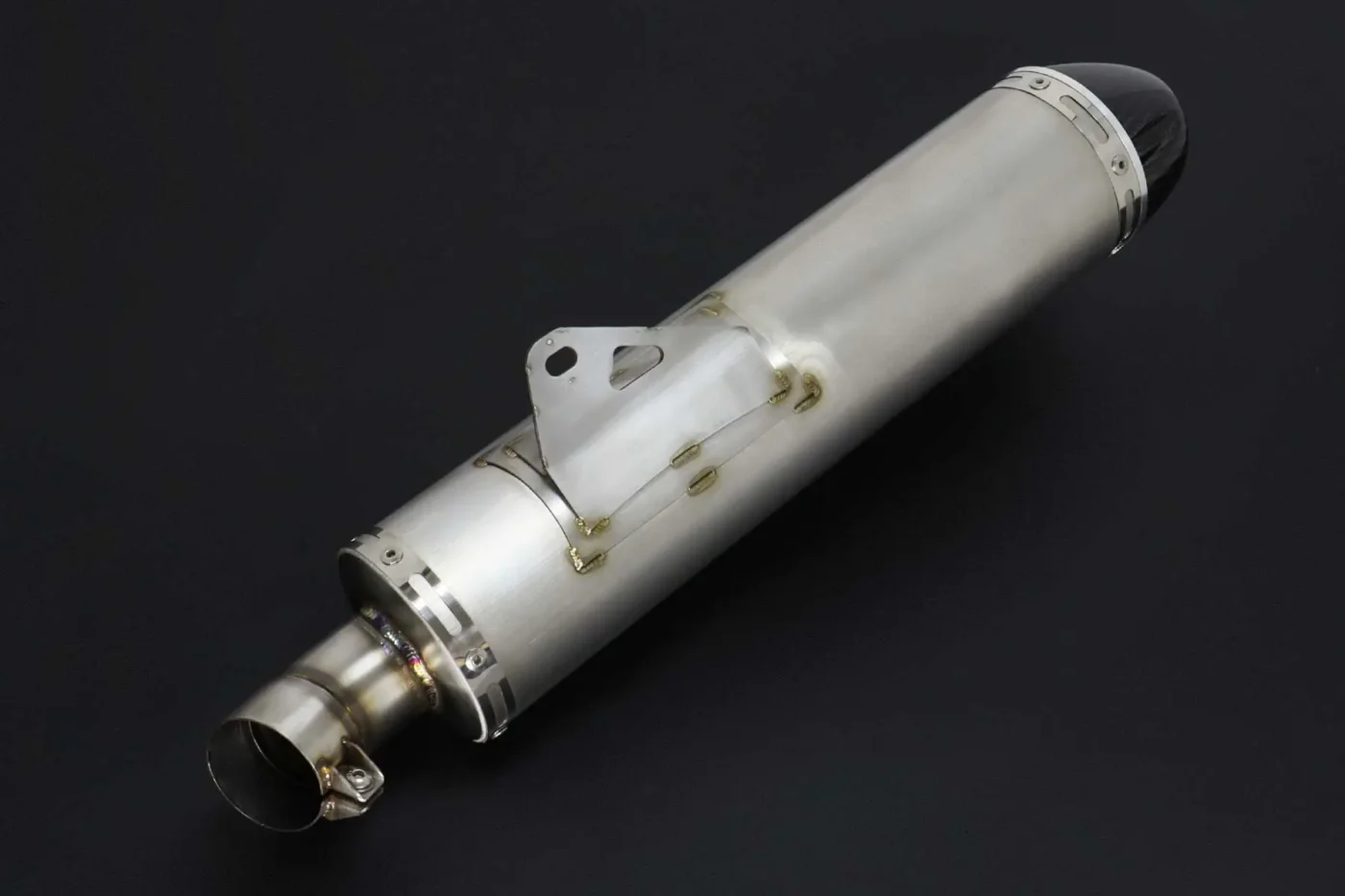 Silencer, Stainless/Carbon End Cap, Clamp On, 50.8mm. bore, Sleeve