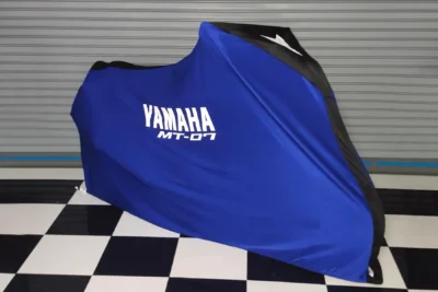 TYGA Bike Dust Cover, Blue/Black, Yamaha MT07, Naked bike size.