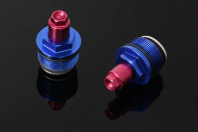 Front Fork Preload Adjusters, Blue/Red, CBR250RR MC22 (Pair)