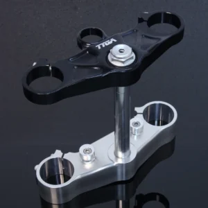 Triple Clamp Set, CNC, Black Top Clamp, Silver Lower Clamp, Aprilia RS250 Mk2