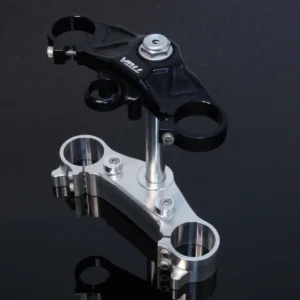 Triple Clamp Set, CNC, Black Top Clamp, Silver Lower Clamp, Aprilia RS250 Mk2