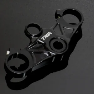 Triple Clamp Set, CNC, Black Top Clamp, Silver Lower Clamp, Aprilia RS250 Mk2