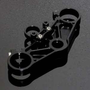 Triple Clamp Set, CNC, Black Top Clamp, Silver Lower Clamp, Aprilia RS250 Mk2