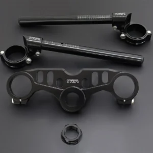 Top Triple Clamp, and Handlebar Clamp Set, Black, Ninja ZX-4R(R)