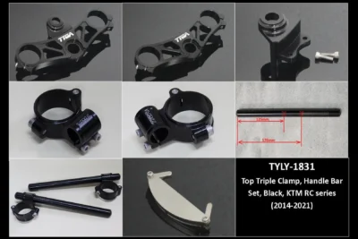 Top Triple Clamp and Handlebar Clamp Set, Black, KTM RC Series 2014-2021