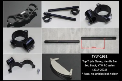 Top Triple Clamp (Race) and Handlebar Clamp Set, Black, KTM RC Series 2014-2021