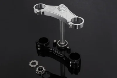 Triple Clamp Set, CNC, Silver 3D Top Triple Clamp, Black Lower Clamp, CBR600RR Forks to fit MC21/28