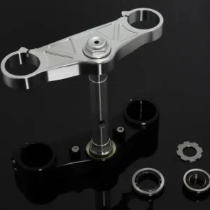 Triple Clamp Set, CNC, Silver 3D Top Triple Clamp, Black Lower Clamp, NC35 Forks to fit MC22