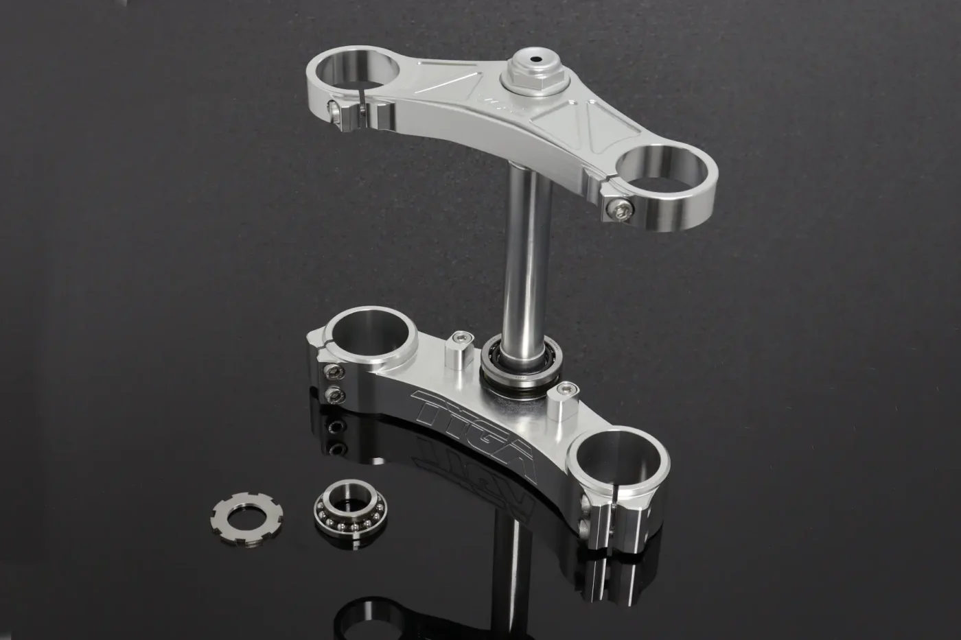 Triple Clamp Set, CNC, 3D, Silver, NC35 Forks to fit CBR250RR MC22
