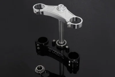 Triple Clamp Set, CNC, Silver 3D Top Triple Clamp, Black Lower Clamp, RVF400 NC35