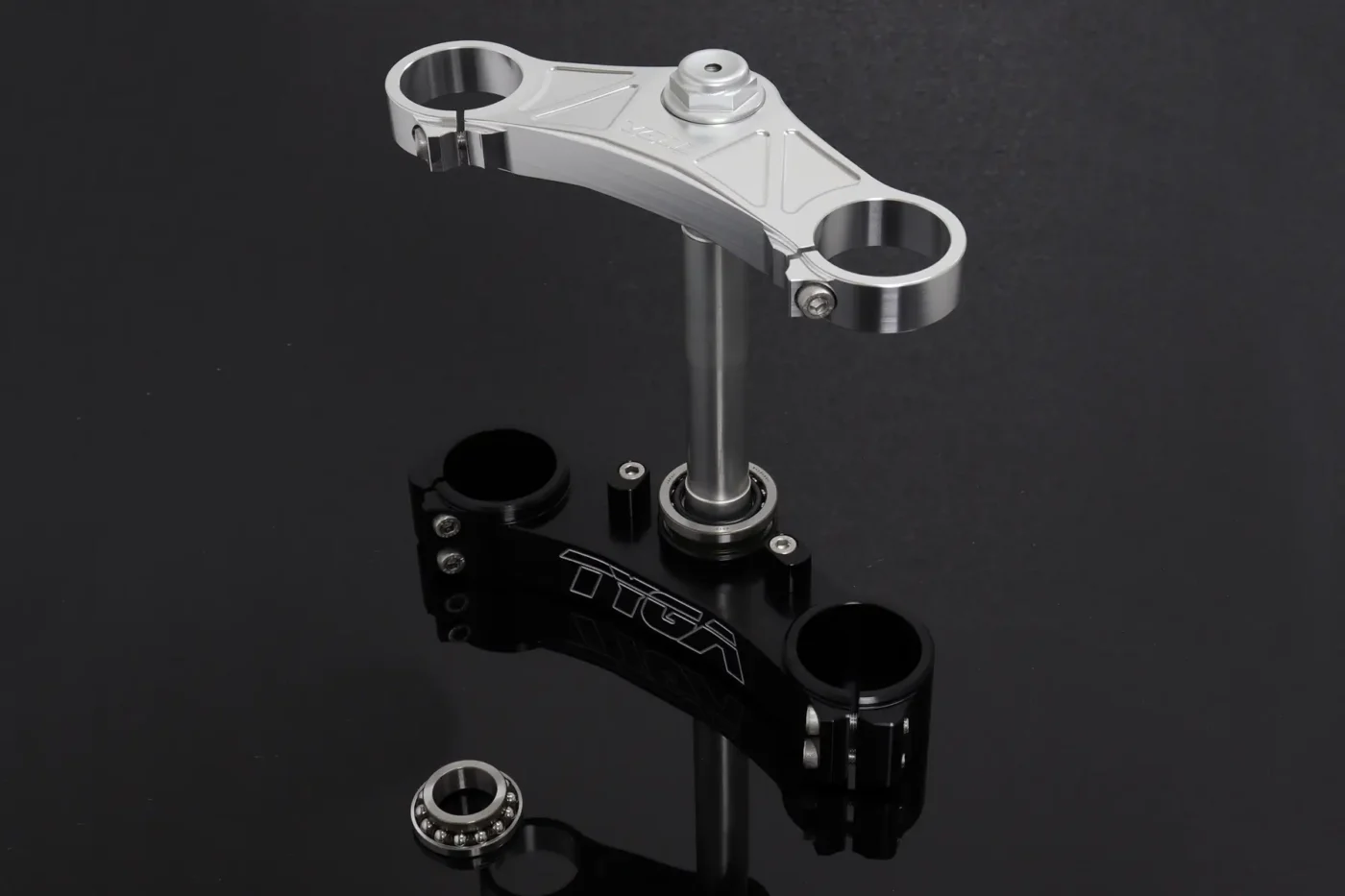 Triple Clamp Set, CNC, Silver 3D Top Triple Clamp, Black Lower Clamp, CBR1000RR Forks to fit MC21/28