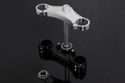 Triple Clamp Set, CNC, Silver 3D Top Triple Clamp, Black Lower Clamp, CBR1000RR Forks to fit MC21/28