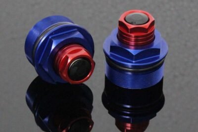 Front Fork Preload Adjusters, Pair, MSX125 Grom Red/Blue