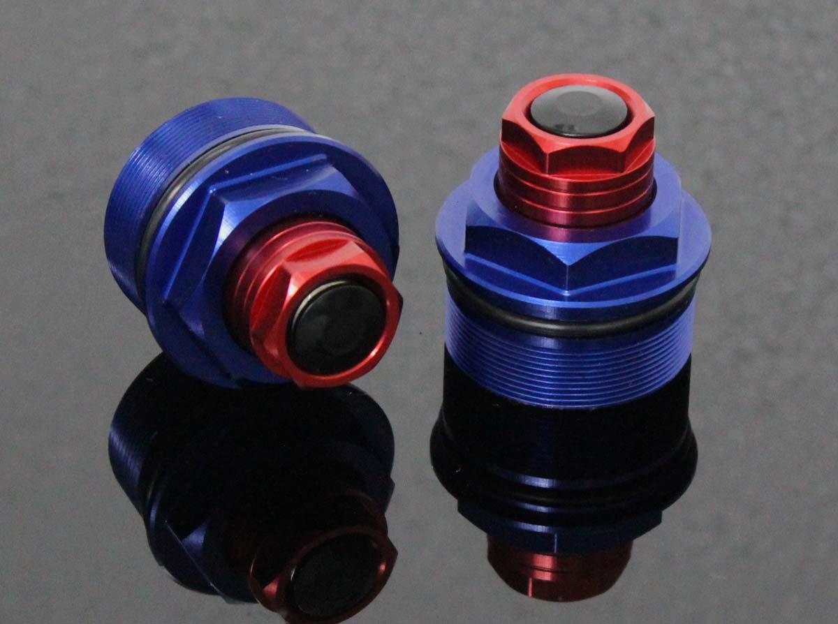 Front Fork Preload Adjusters, Pair, MSX125 Grom Red/Blue