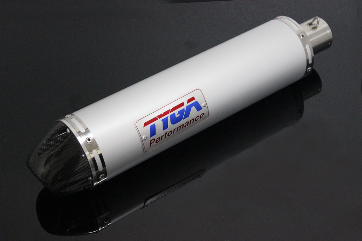 Silencer, Aluminium/Carbon End Cap, Round, 43 mm. x 380 mm., No Fittings
