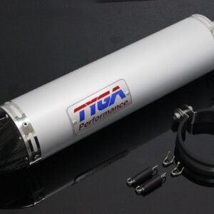 Silencer, Aluminium/Carbon End Cap, Round, 43 mm. x 380 mm., Assy.
