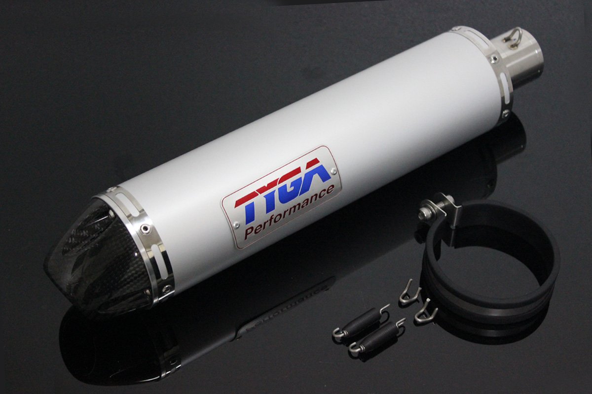 Silencer, Aluminium/Carbon End Cap, Round, 43 mm. x 380 mm., Assy.