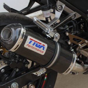 Silencer, Carbon, Oval/Carbon End Cap, 44.5mm., CNC/Spring Mount, No Fittings