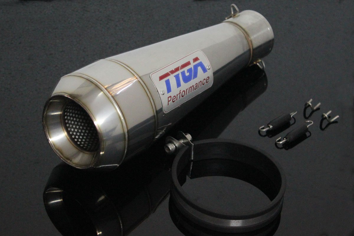 Silencer, Stainless Moto Maggot, 64 mm., Mega Monster, Assy.