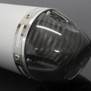 Silencer, Aluminium/Carbon End Cap, Round, 2 Inch x 380 mm., Assy.