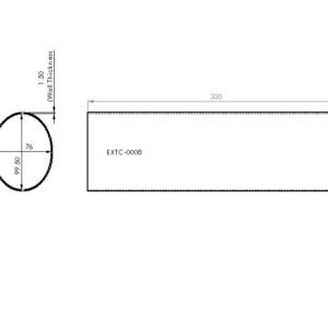 Tube, Carbon, Oval, 76mm x 99.5mm x 330mm