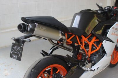 Set, Pipe, Race System, Serpent, KTM RC390, 2014-2016, Stainless Oval/Carbon End Cap