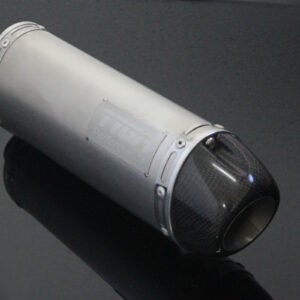 Silencer, Left, Stainless, Oval/Carbon End Cap, Spring Mount, KTM RC390 Serpent, No Fittings