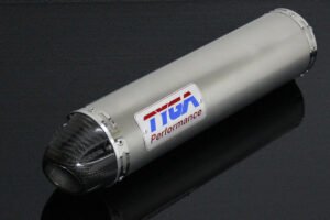 Silencer, Stainless, Round/Carbon End cap Slip-On, MC22, CBR250RR, No Fittings