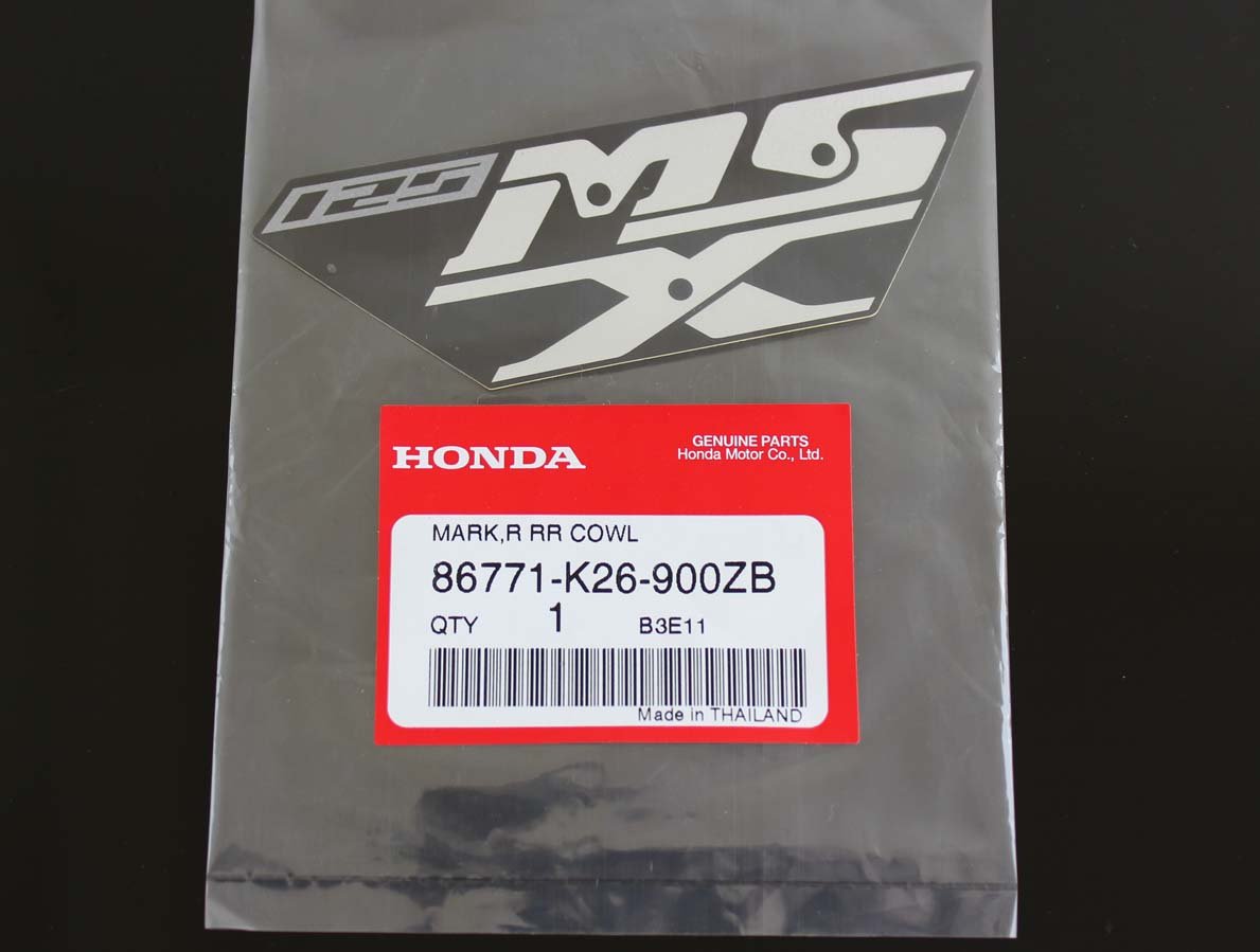 Decal, Rear Cowl MSX125 Grom, Asteroid Black Metallic and Valentine Metallic Red Schemes