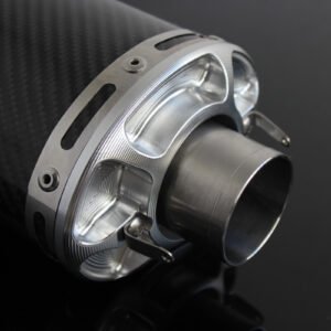 Silencer, Carbon, Oval/Carbon End Cap, 44.5mm., CNC/Spring Mount, No Fittings