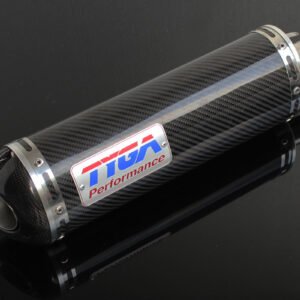 Silencer, Carbon, Oval/Carbon End Cap, 44.5mm., CNC/Spring Mount, No Fittings