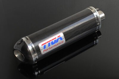 Silencer, Carbon, Oval/Carbon End Cap, 44.5mm., CNC/Spring Mount, No Fittings