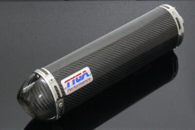 Silencer, Carbon, Oval/Carbon End Cap, 35mm., CNC/Spring Mount, No Fittings