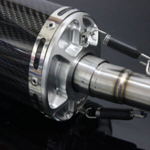 Silencer, Carbon, Oval/Carbon End Cap, 35mm., CNC/Spring Mount, No Fittings