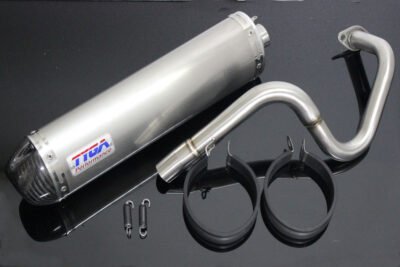 Set, Pipe, Full Race System, Oval Stainless Silencer, Carbon End Cap, PCX150