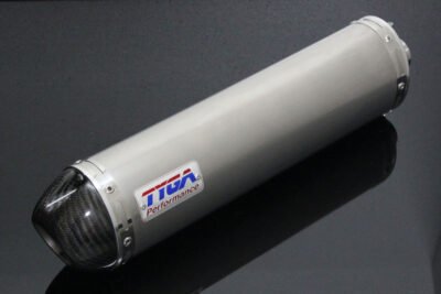 Silencer, Stainless, Oval/Carbon End Cap, 35mm., CNC/Spring Mount, No Fittings