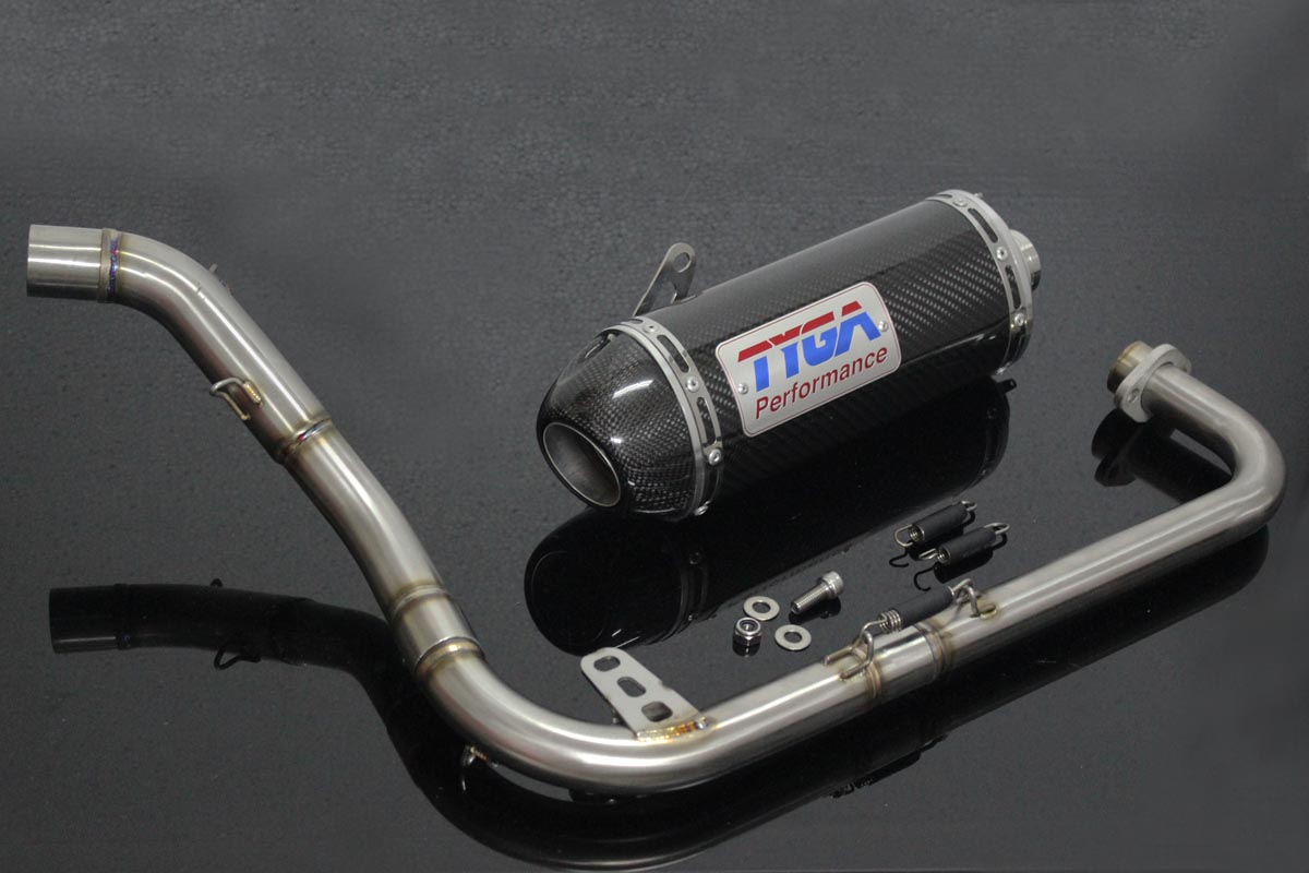 Set, Pipe, Full Race System, MSX125 Grom, Carbon Oval/Carbon End Cap