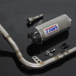 Set, Pipe, Full Race System, MSX125 Grom, Stainless Oval/Carbon End Cap