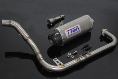 Set, Pipe, Full Race System, MSX125 Grom, Stainless Oval/Carbon End Cap