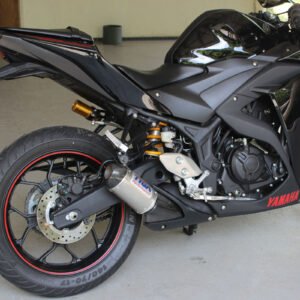 Set, Pipe, Slip On, Stainless, Oval/Carbon End Cap, Yamaha R25/R3, MT-25/MT-03