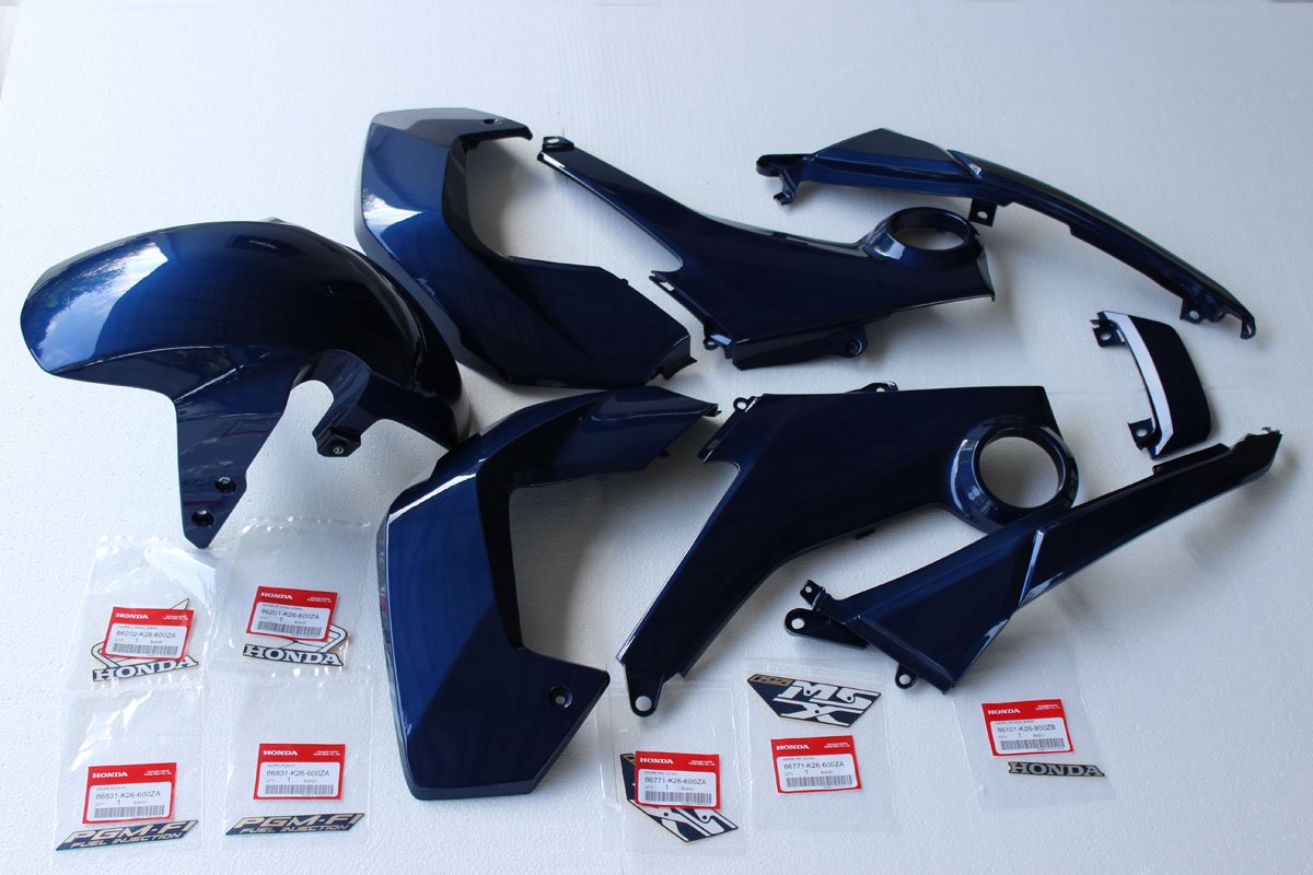 Complete Bodywork Set, MSX125 Grom, Type 4 Blue Metallic Scheme