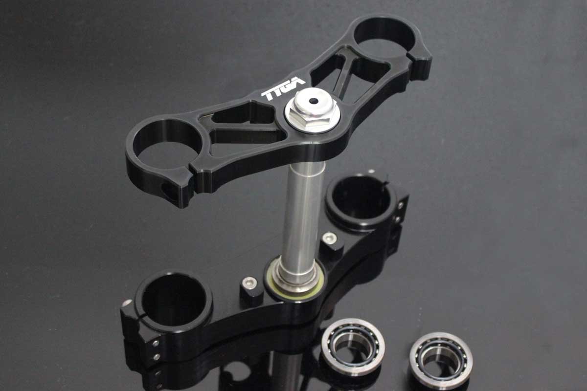 Triple Clamp Set, CNC Black, NC35 Forks to fit MC28