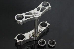 Triple Clamp Set, CNC Silver, NC35 Forks to fit MC28